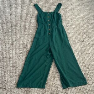 Blue Rain Teal Button-Front Jumpsuit